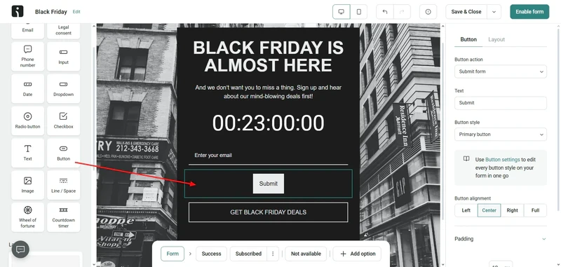 Omnisend-button-settings