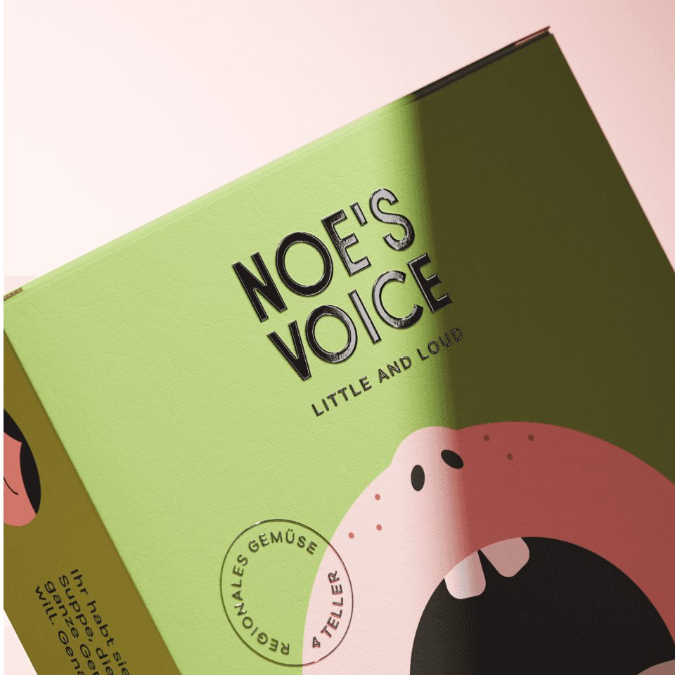 Noe's Voice Detailansicht – einzelne Schachtel mit Mund-Illustration