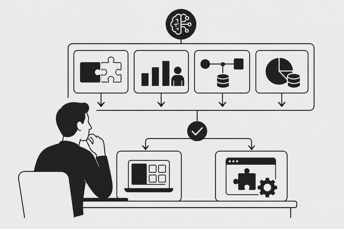 Decision framework for built in tool versus external applications