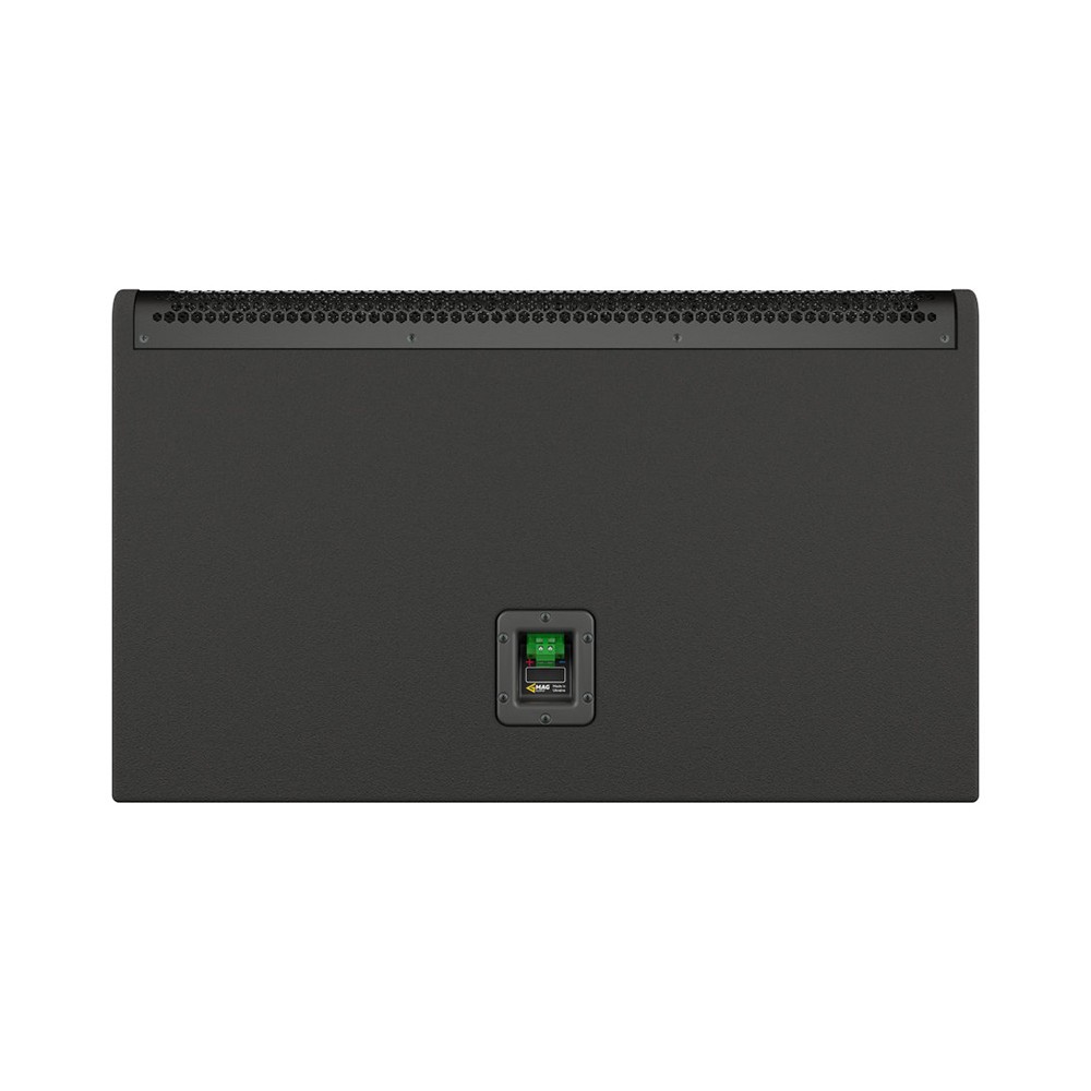 black speaker cabinet with green connector
