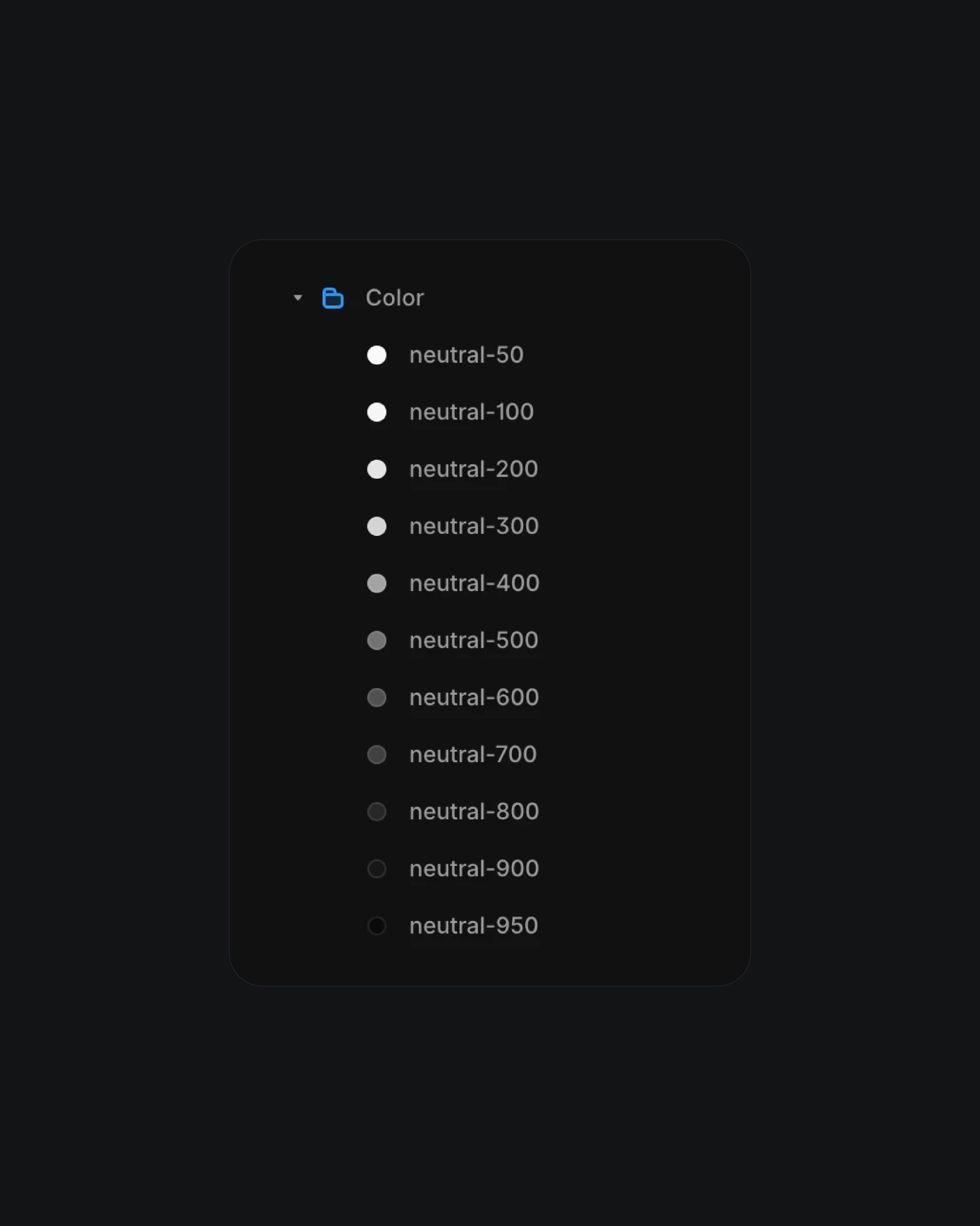 Framer neutral color palette panel with grayscale variations