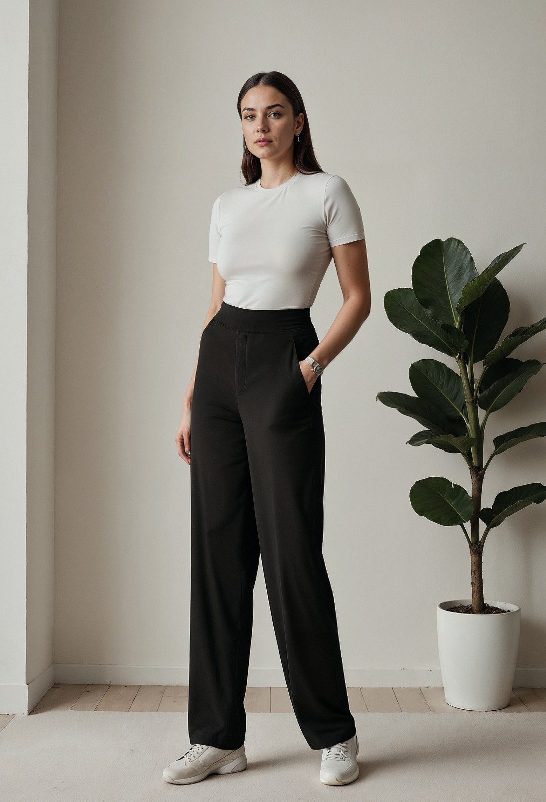 AI Generated Female Model - White top - Caimera AI