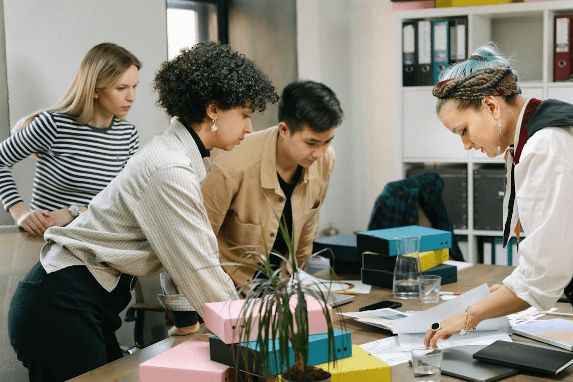 Digital team discussing in office