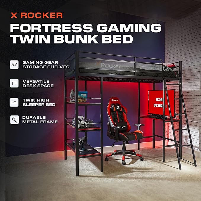 Enjoy a seamless blend of form and function with the bunk bed with gaming setup, tailored for you.