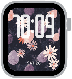 midnight meadow Apple Watch face preview 4 featuring floral, easter, and spring.