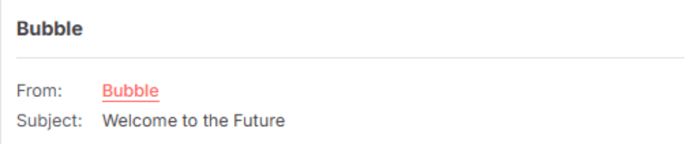 Bubble email subject line reading 'Welcome to the Future' emphasizing innovation and a forward-thinking message