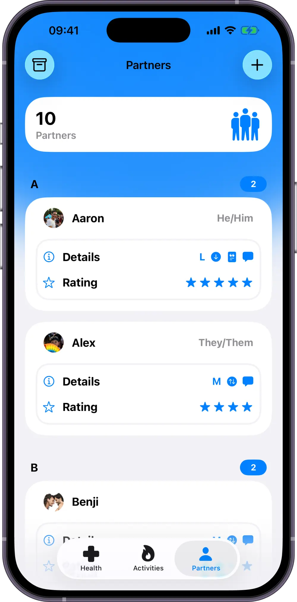 Screenshot: Activities (iOS)