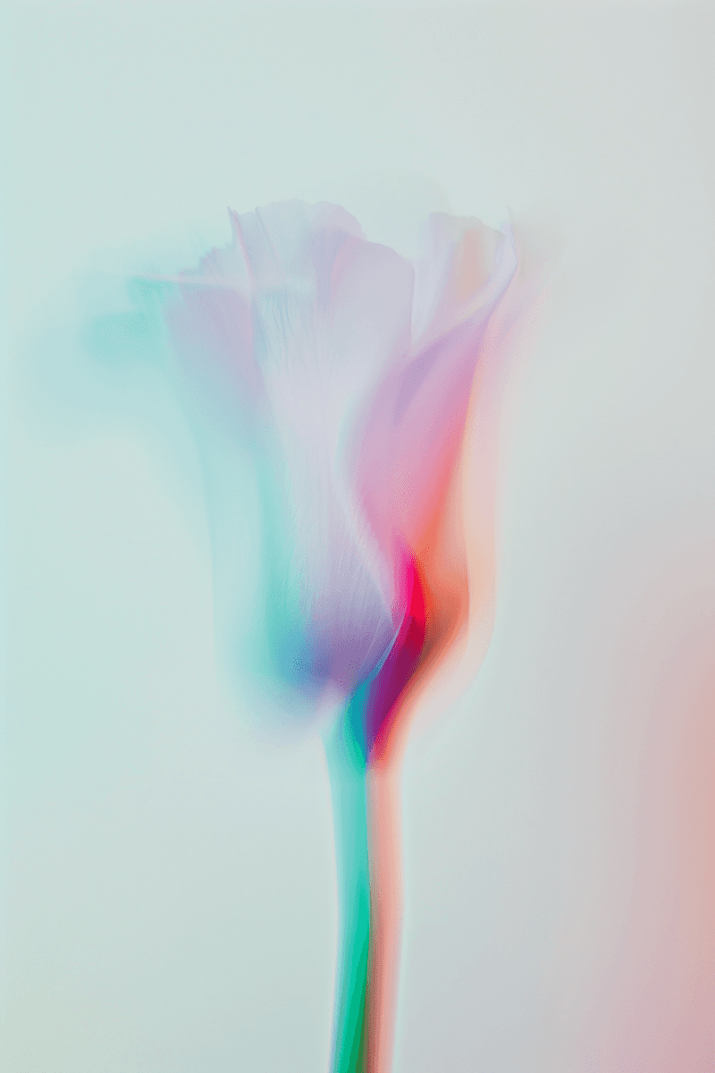 Dreamy abstract flower with pastel hues blending seamlessly, creating a soft, ethereal aesthetic against a pale background.