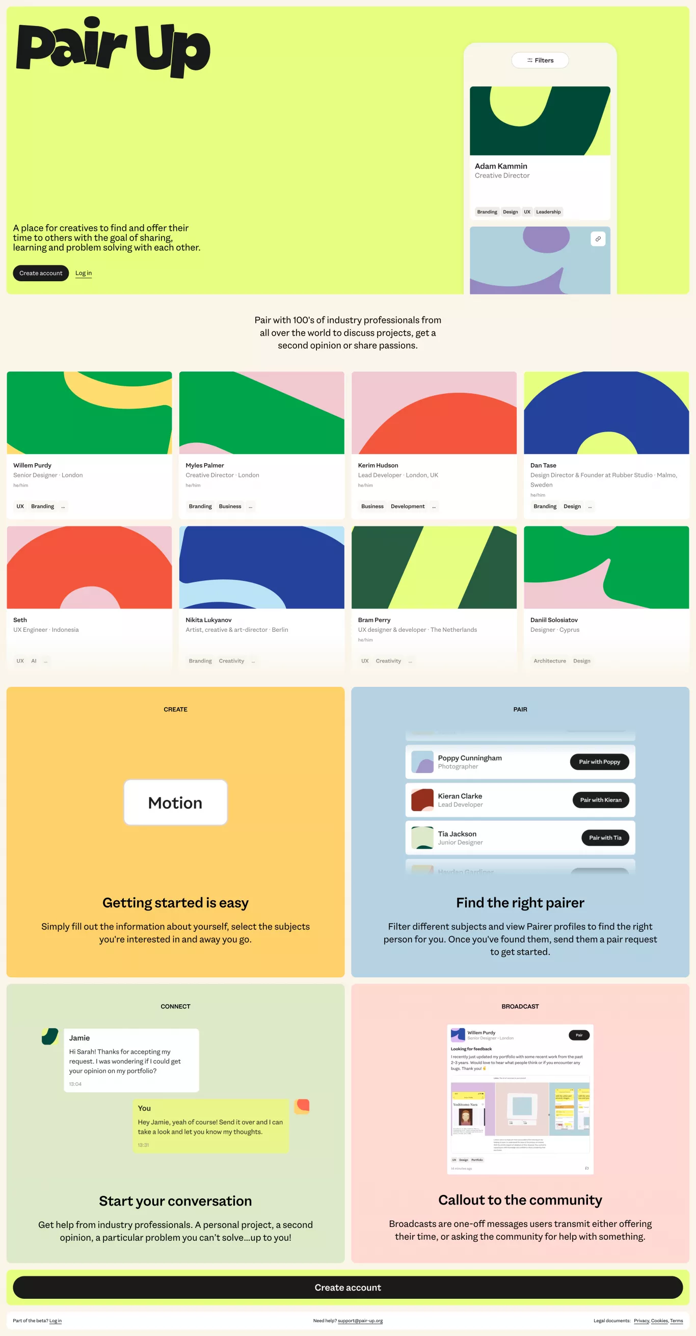 Pair Up landing page screenshot showcasing Tech and Education design