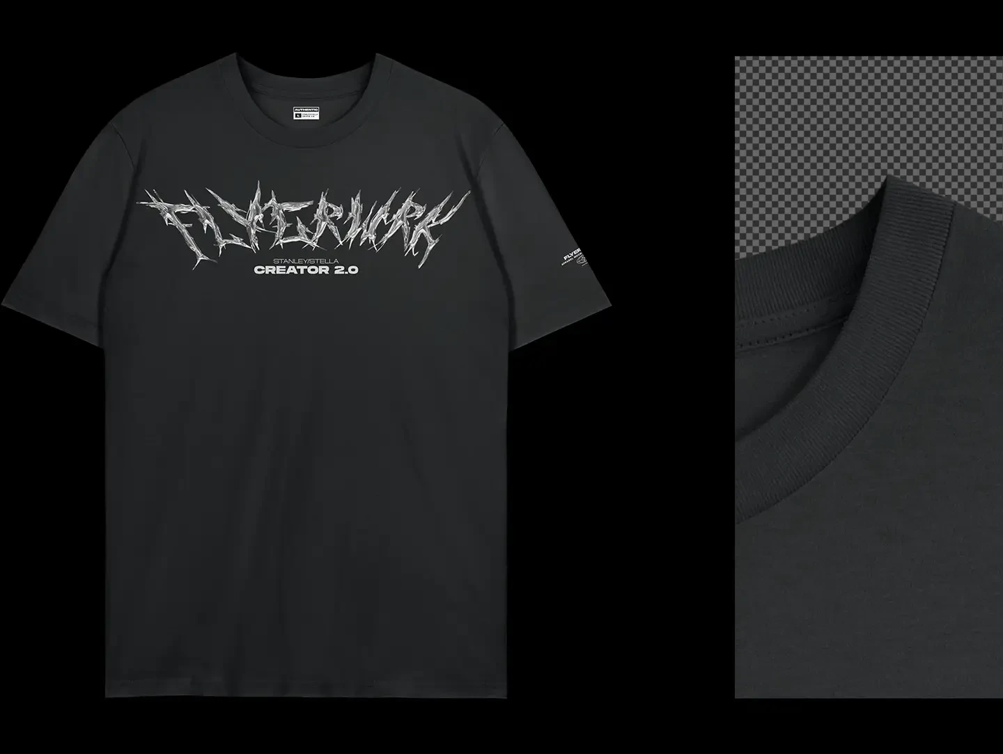 Stanley Stella Creator T-Shirt Hanging mockup fabric detail close up high resolution