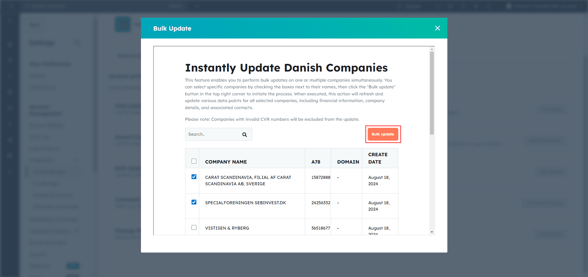 HubSpot to Danish CVR Integration