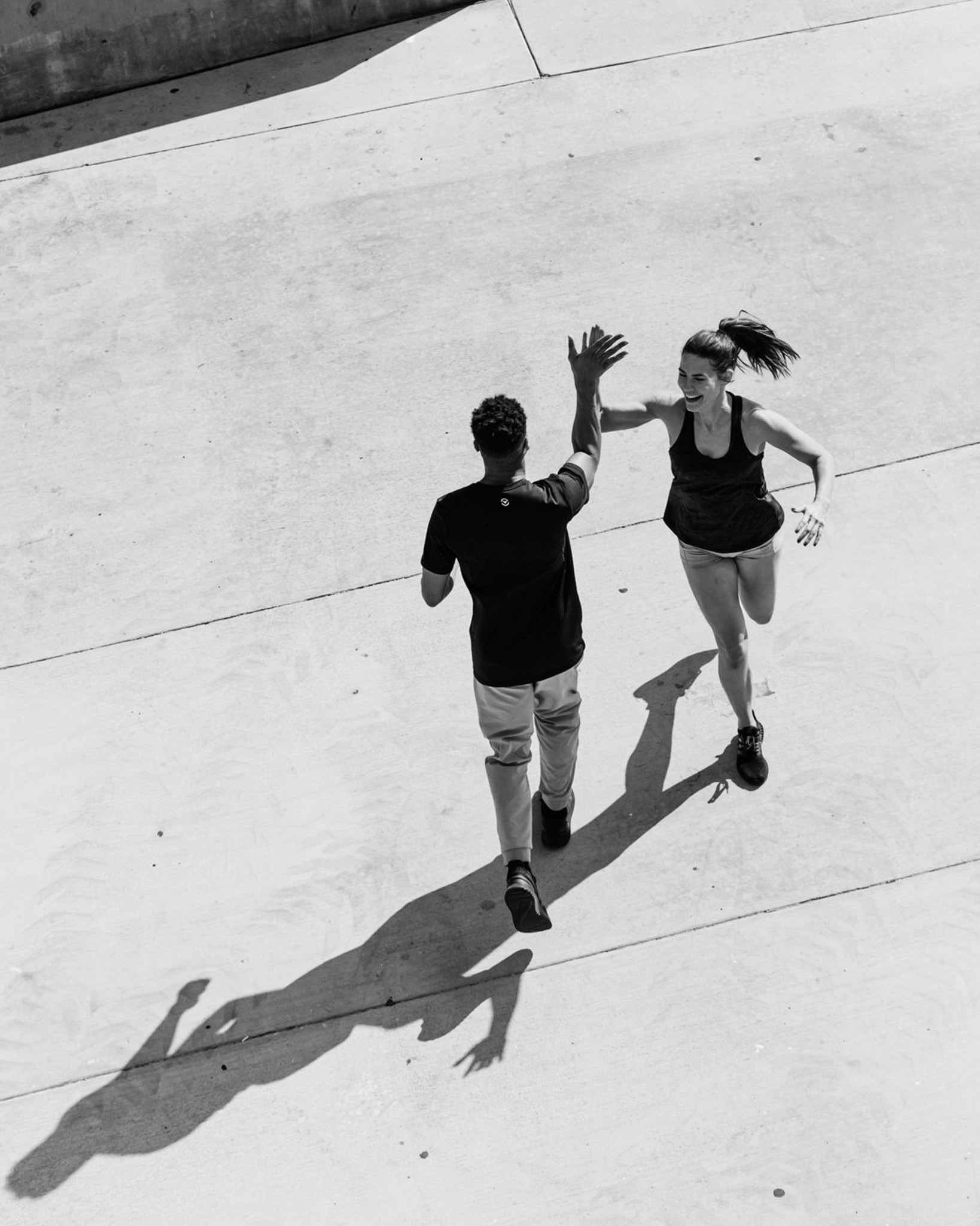 A runner with a blue sky in the background