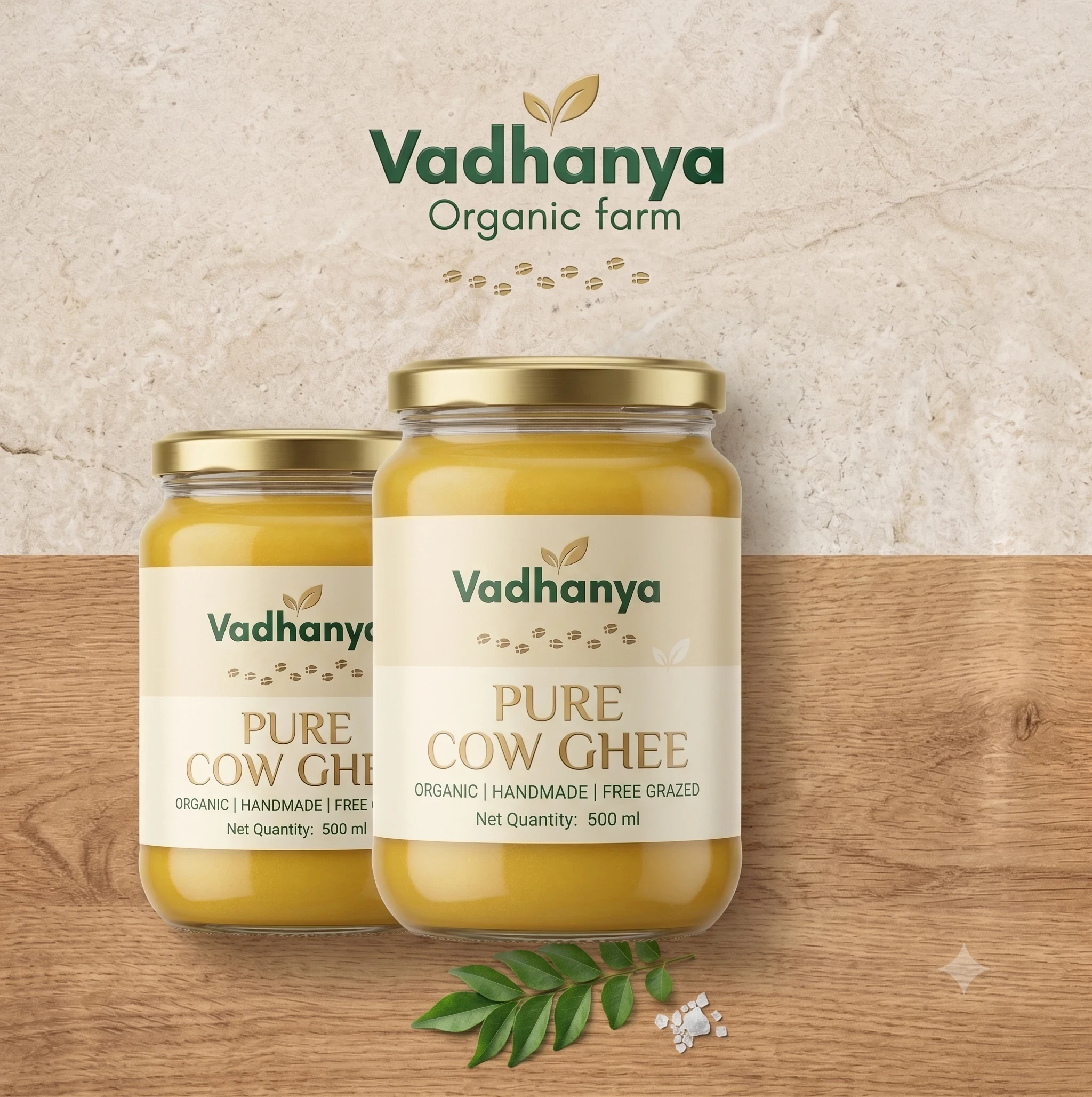 Vadhanya Pure Cow Ghee made from traditionally prepared organic milk for healthy everyday cooking