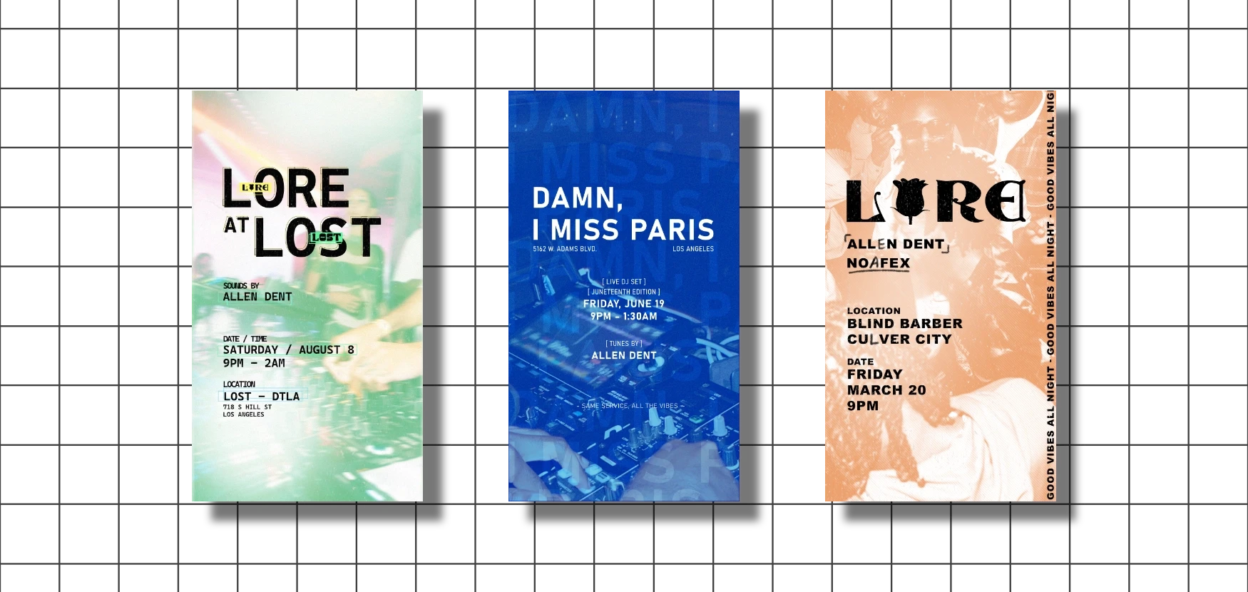 A banner showcasing promotional flyer designs made by Acquille Dunkley.