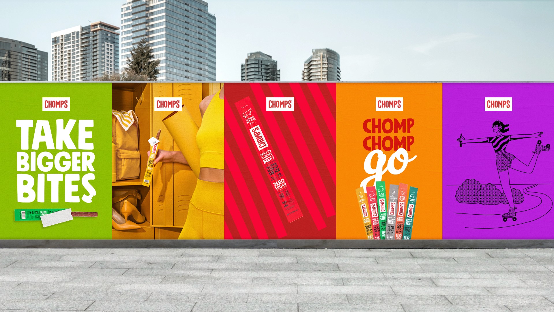 Streetside billboard with flyposters of the Batch.Works brand and illustrations