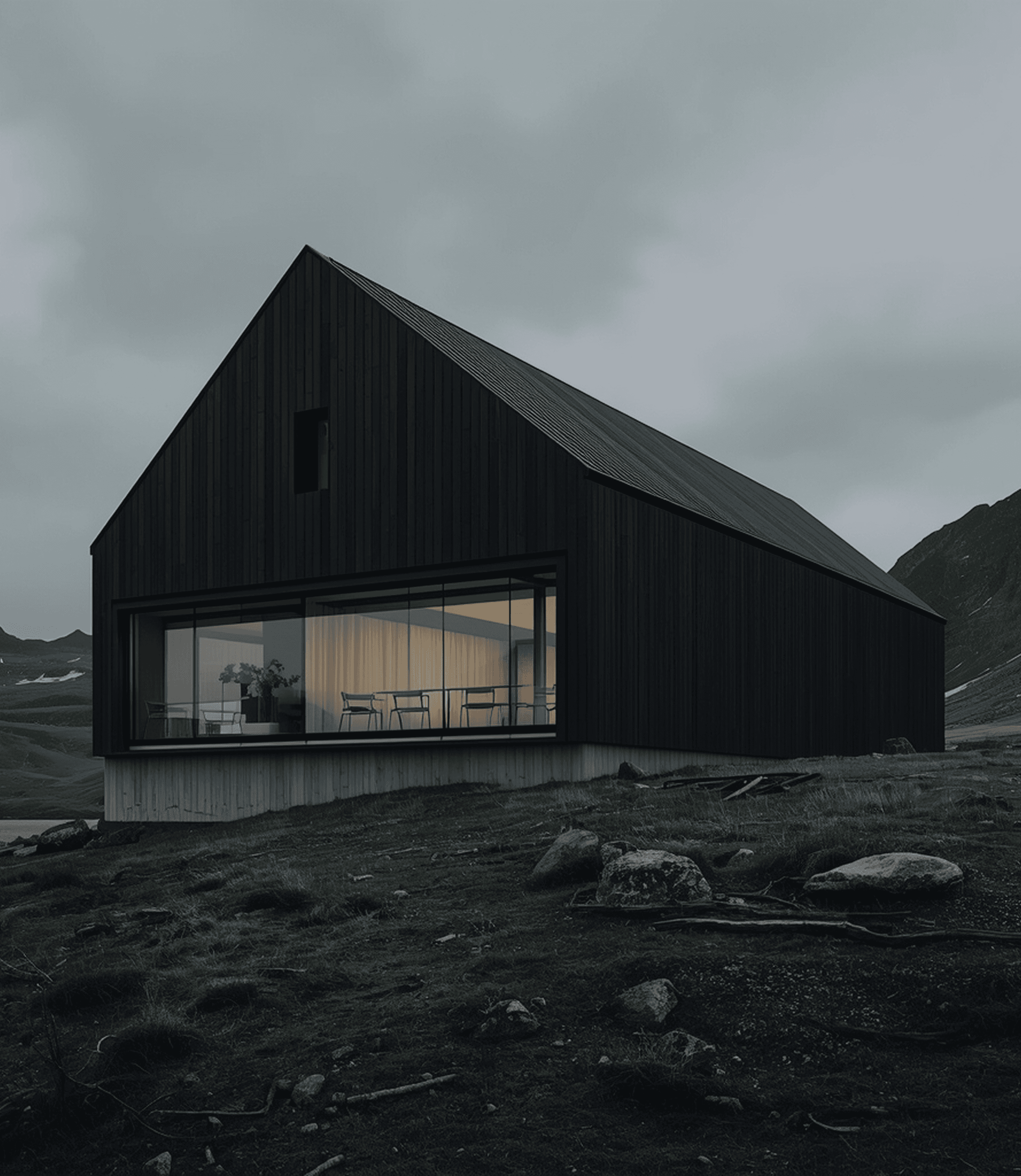 Modern black cabin