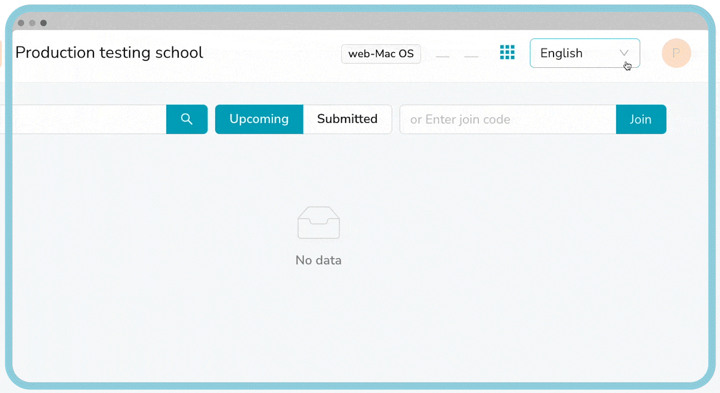 UI language switcher on AssessPrep