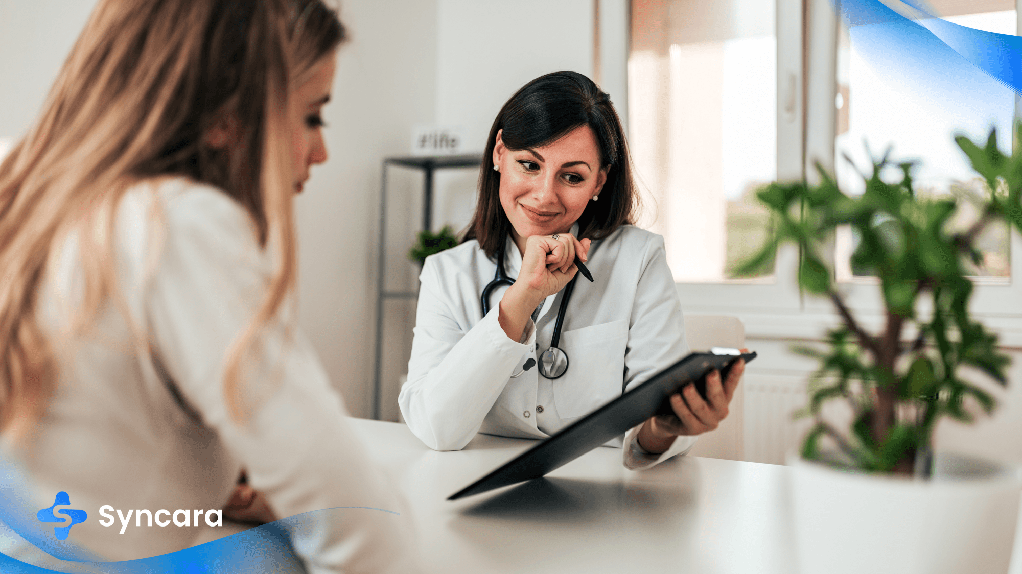 A patient receiving a check-up at a walk-in clinic in Barrie, Ontario.