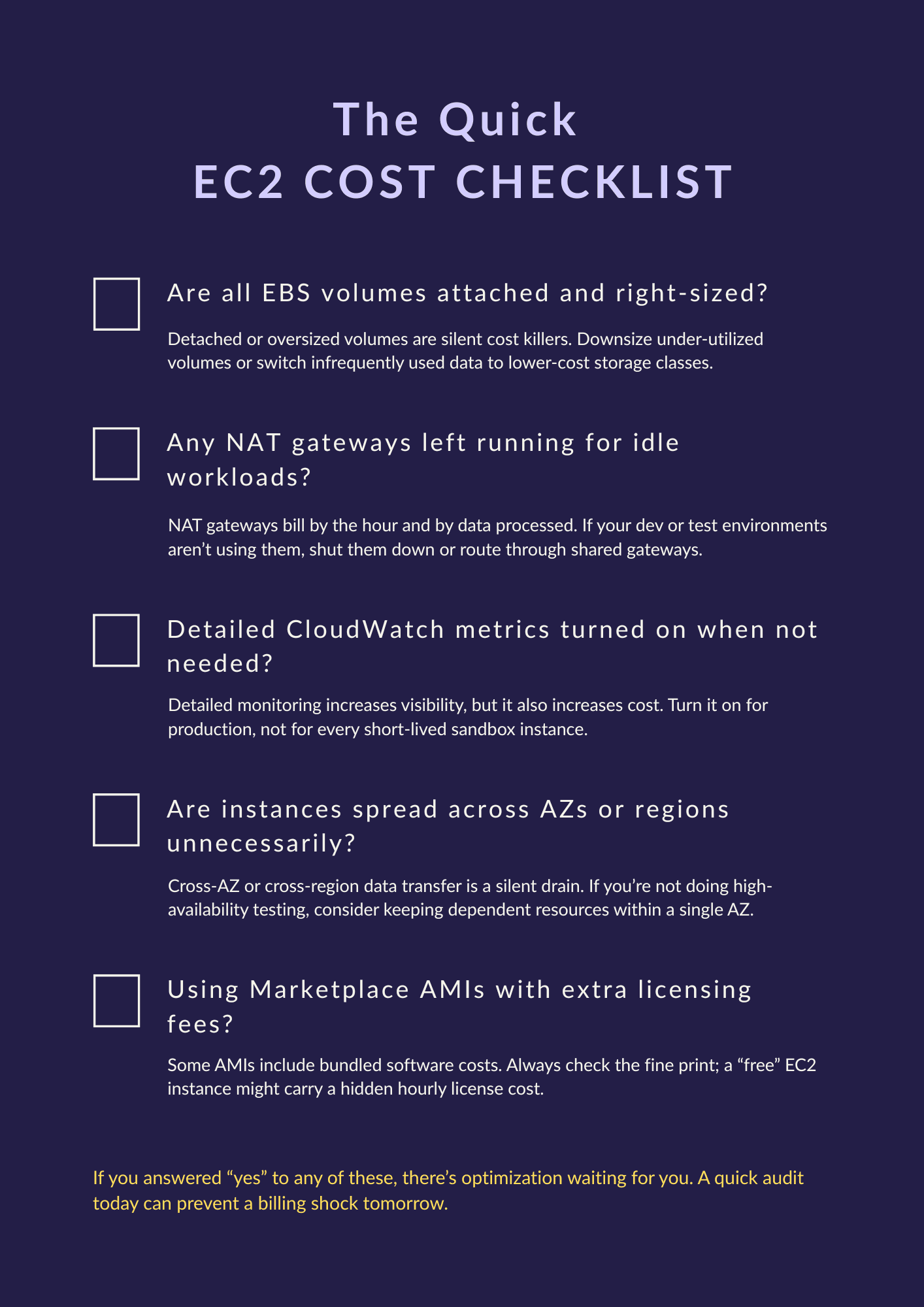 Amazon EC2 Cost Checklist