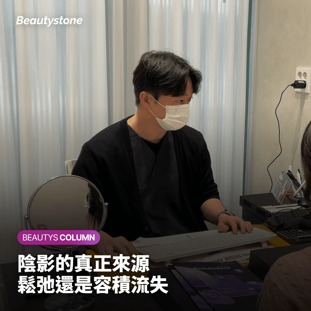 比較中臉陰影來自皮膚鬆弛或容積流失的判斷卡片