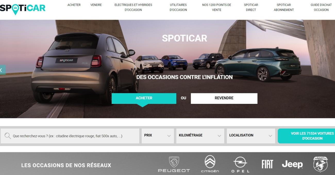 Site de Spoticar, un site de revente de véhicule d'occcasion