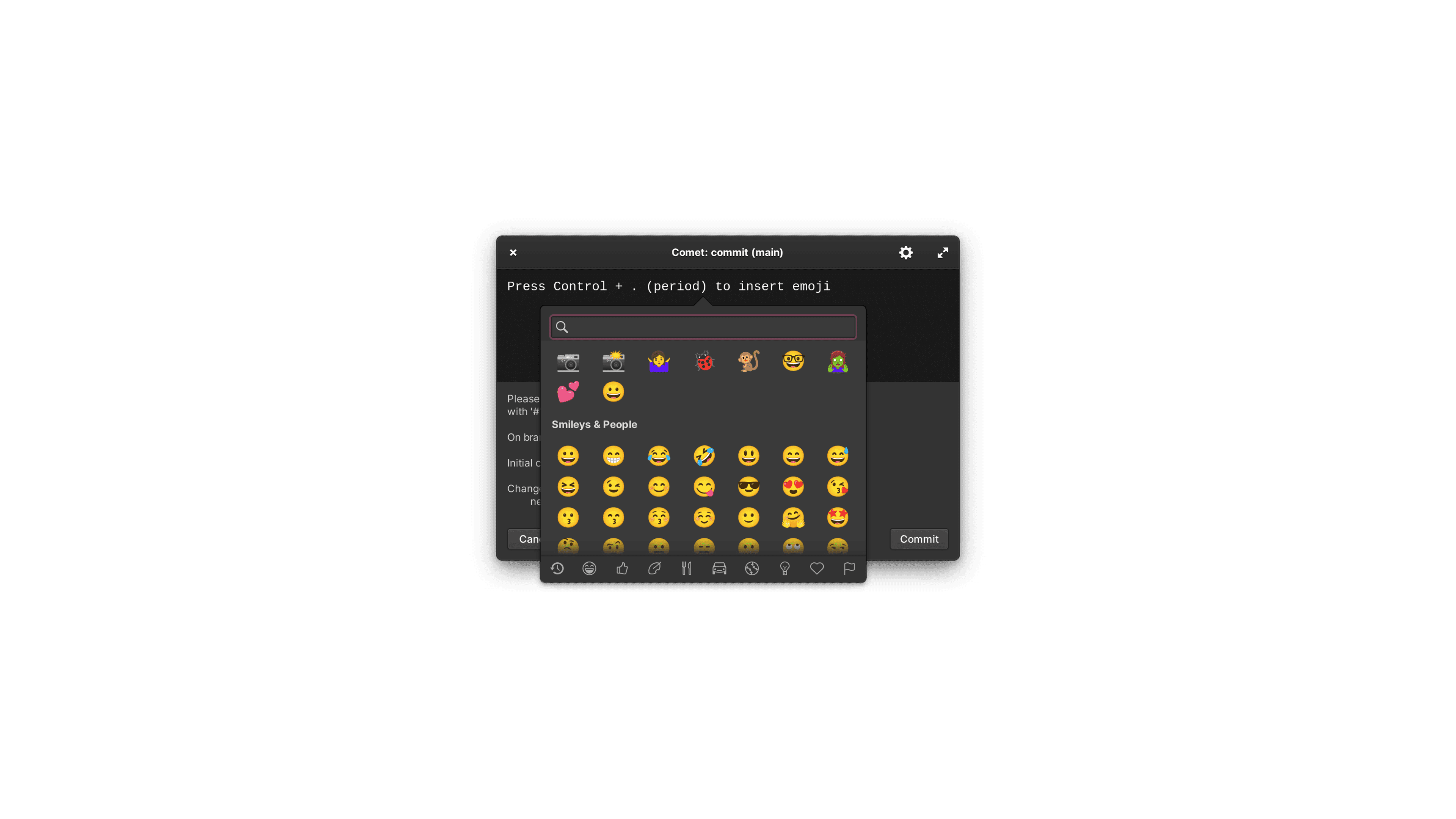 Comet emoji support screenshot