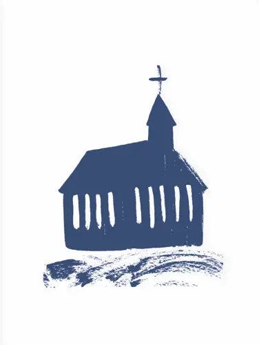 Blue church illustration