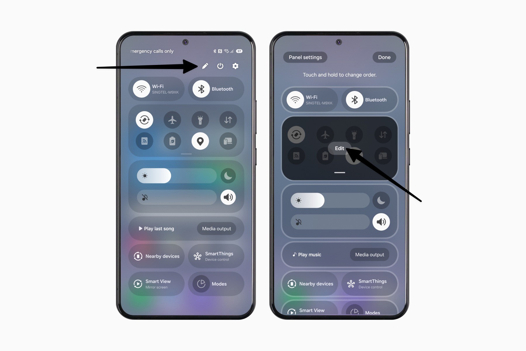 Quick Settings panel on Samsung Galaxy phone