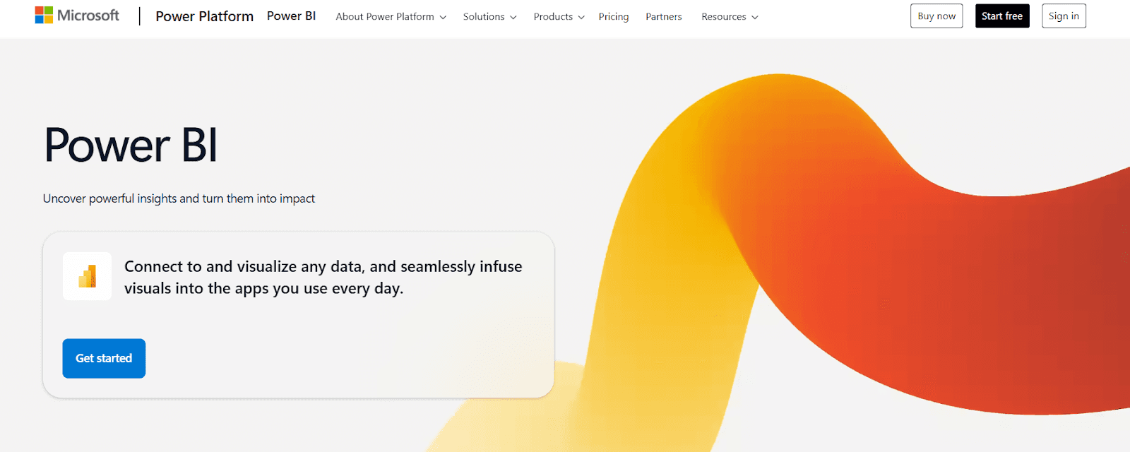 Microsoft Power BI homepage