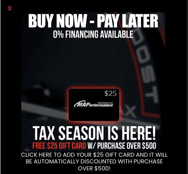 Automotive BNPL popup