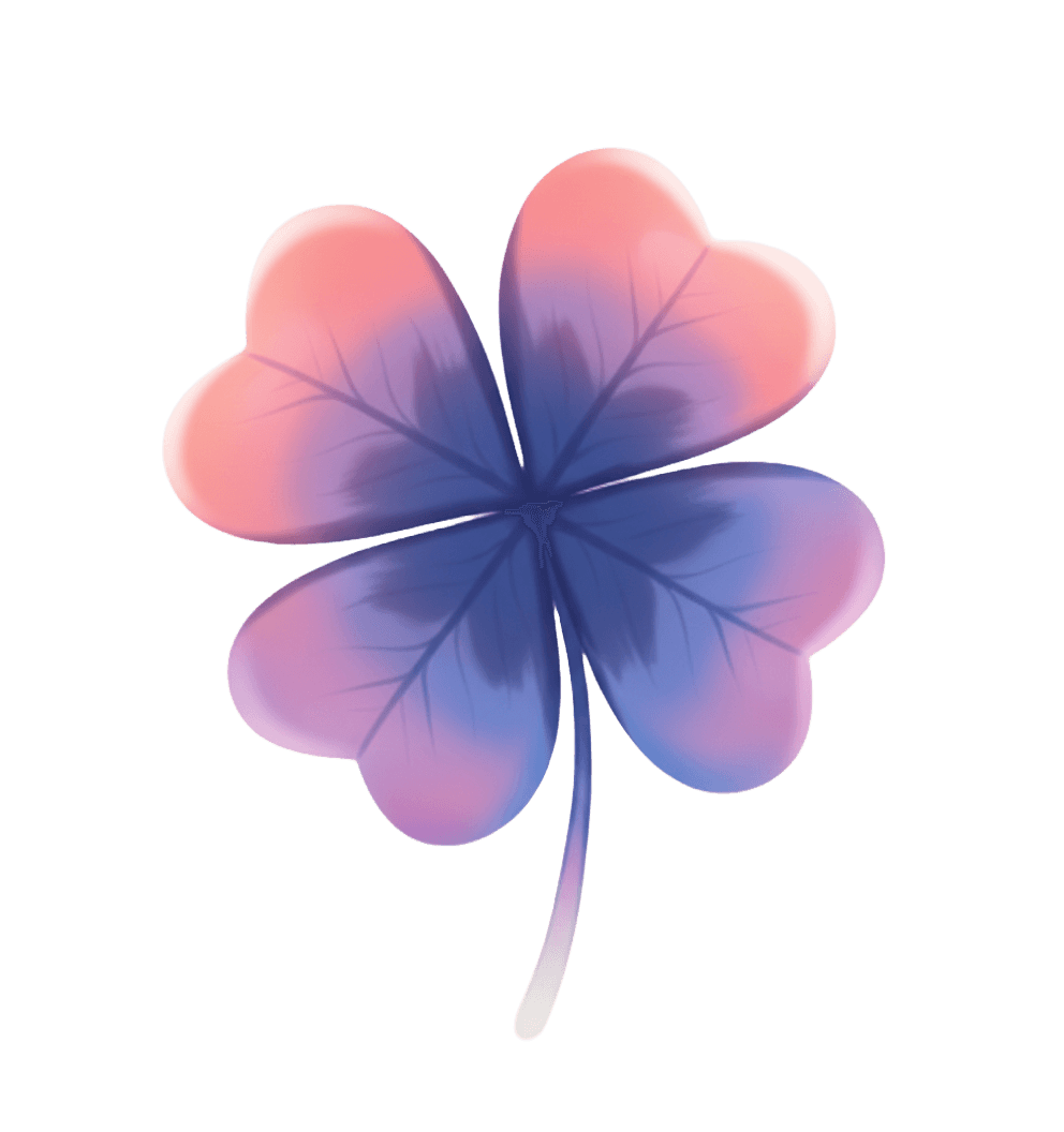 aftertone clover with pink, blue, purple gradient