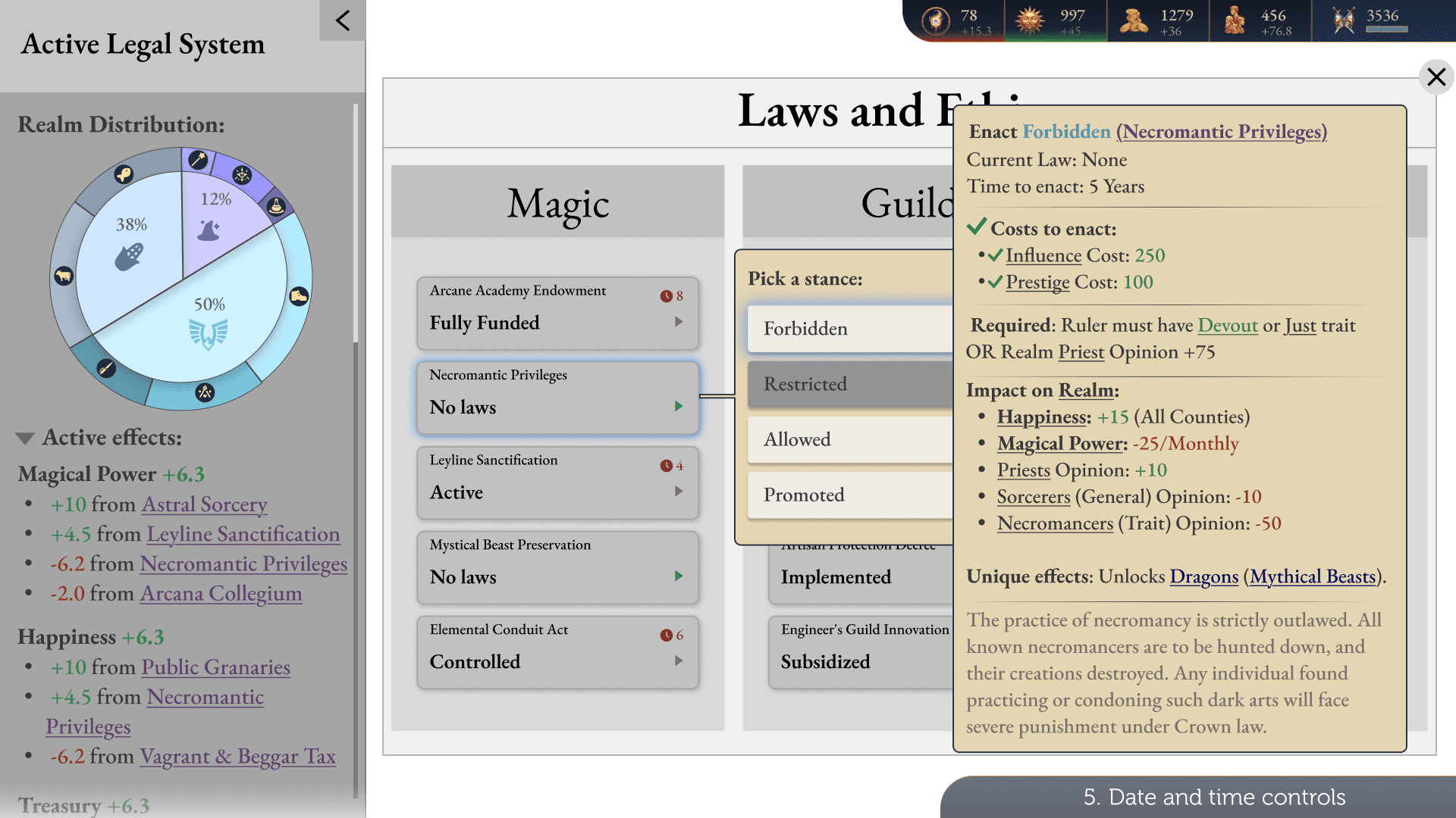 Hovering Forbidden on the laws screen