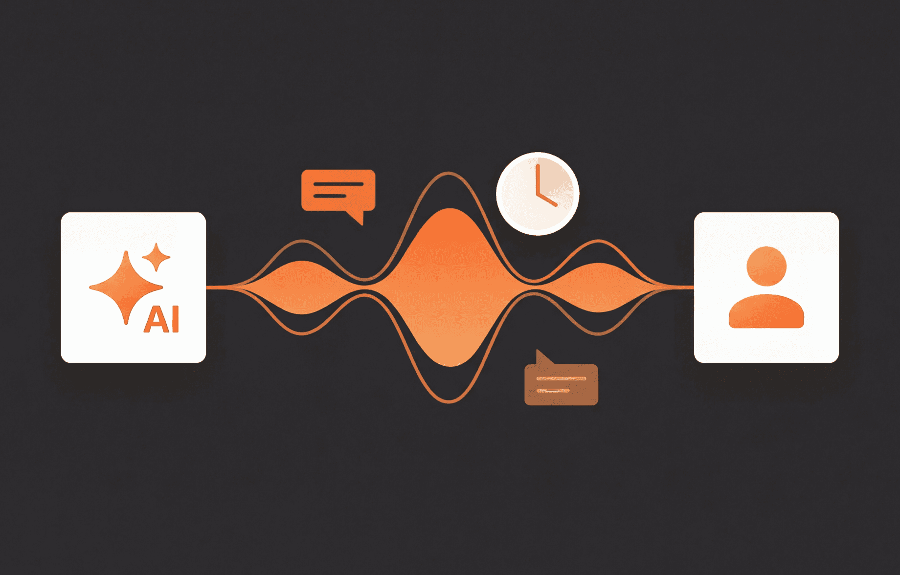 사람처럼 자연스럽게 대화하는 AI 에이전트를 시각화한 일러스트.