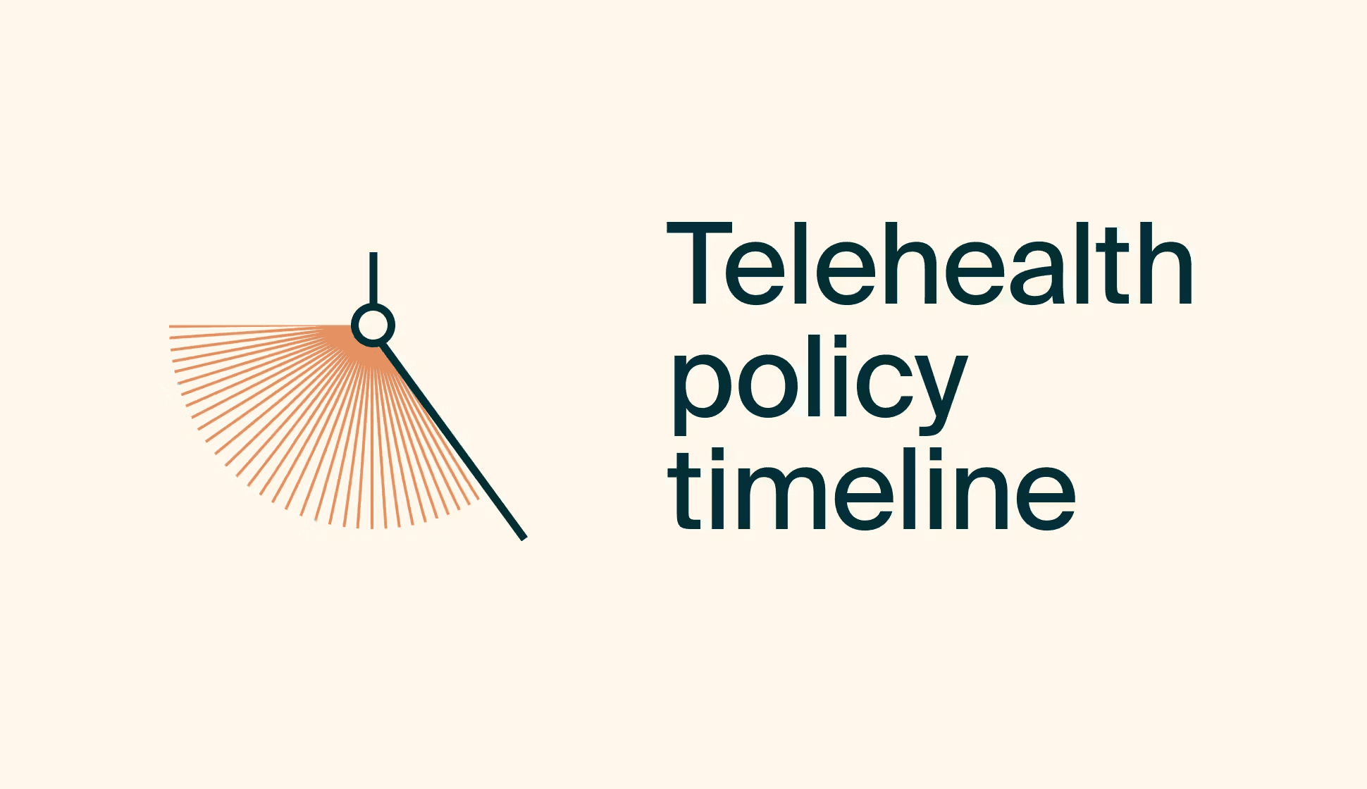 an abstract clock illustration next to the words telehealth policy timeline