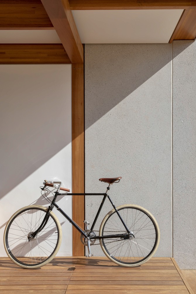 Structure and wall details with bicycle 
