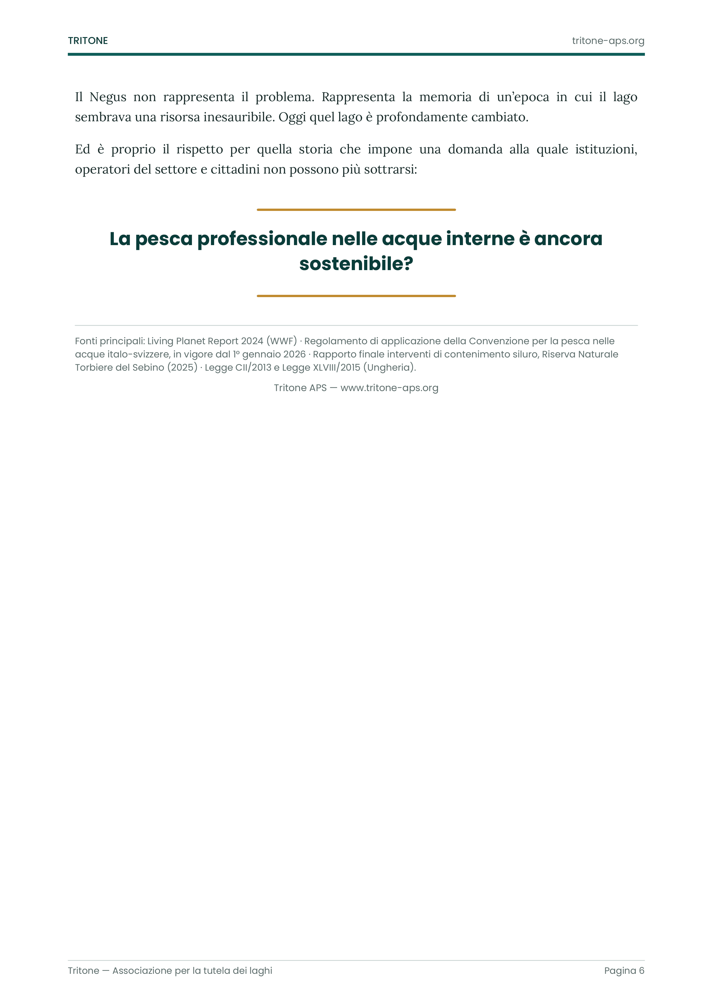 Pagina 6 del documento sulla pesca professionale nelle acque interne