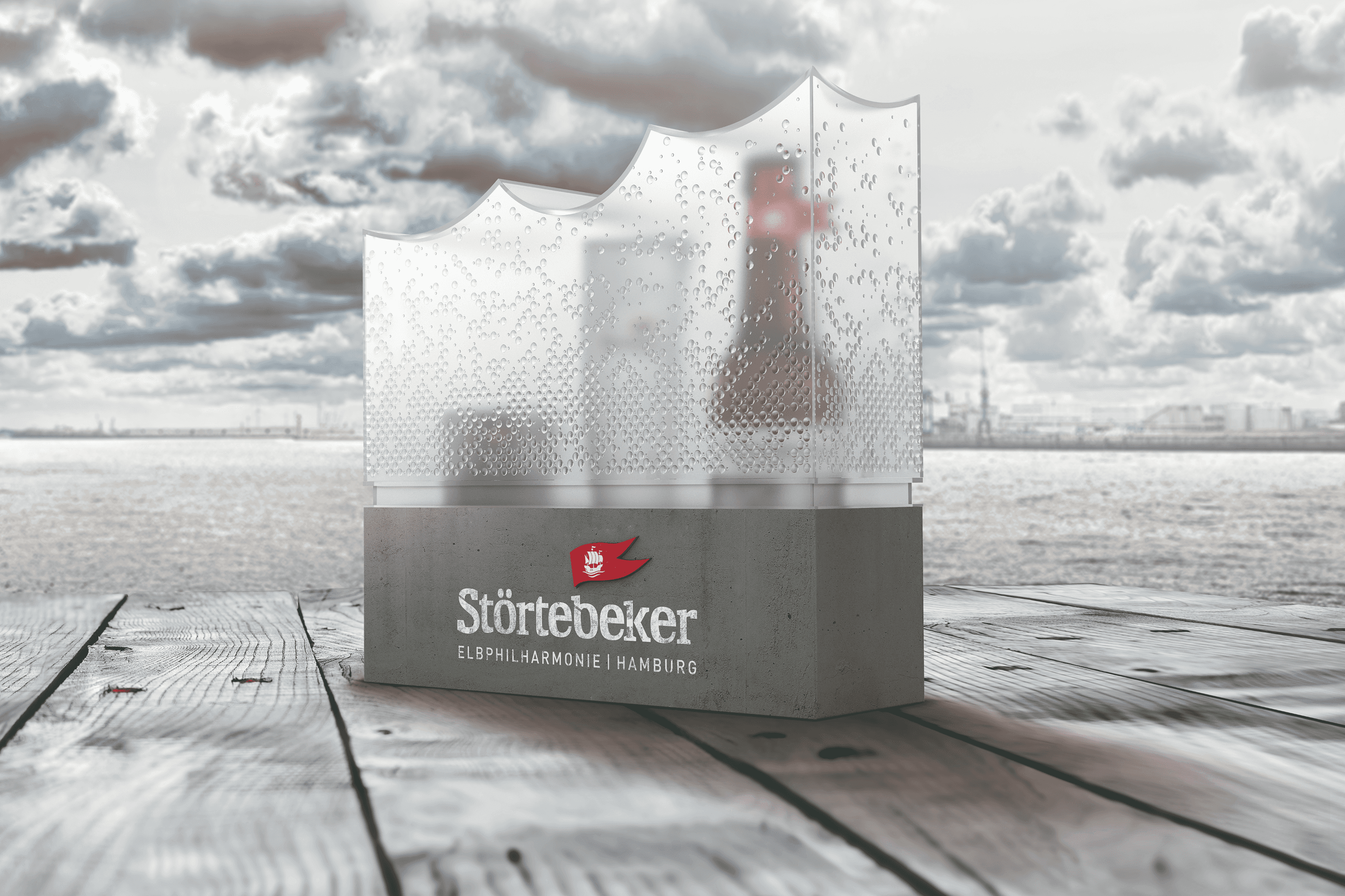 Störtebeker trophy on wooden planks near water