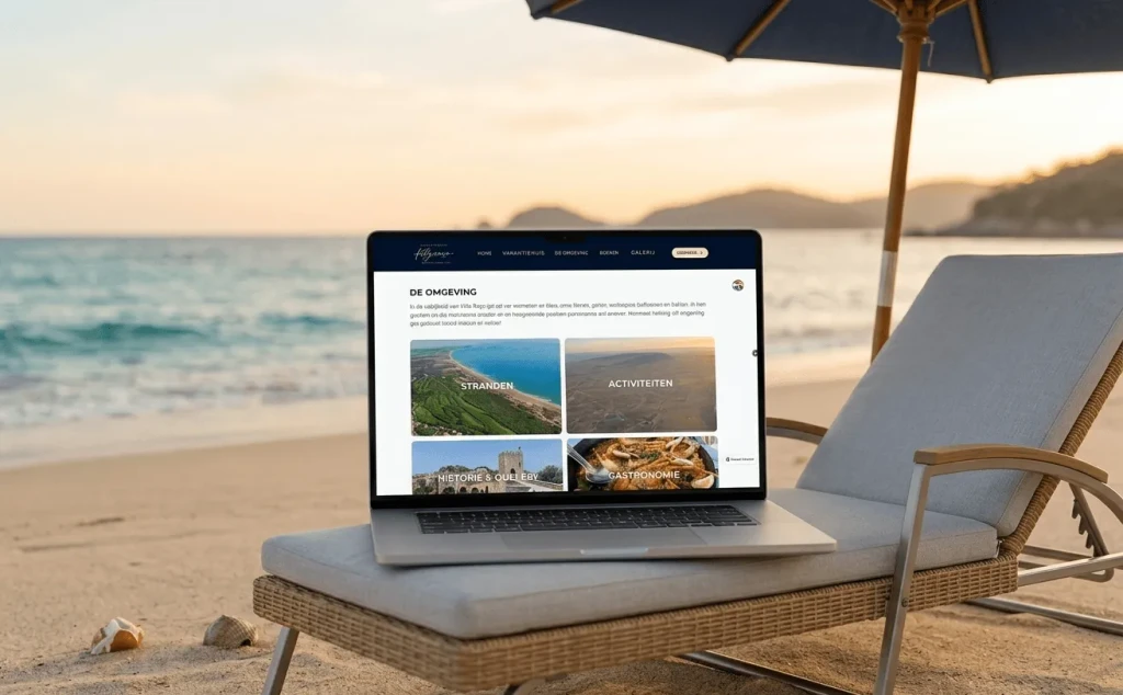 Website ontwerp voor vakantiehuis met belevingsgerichte uitstraling