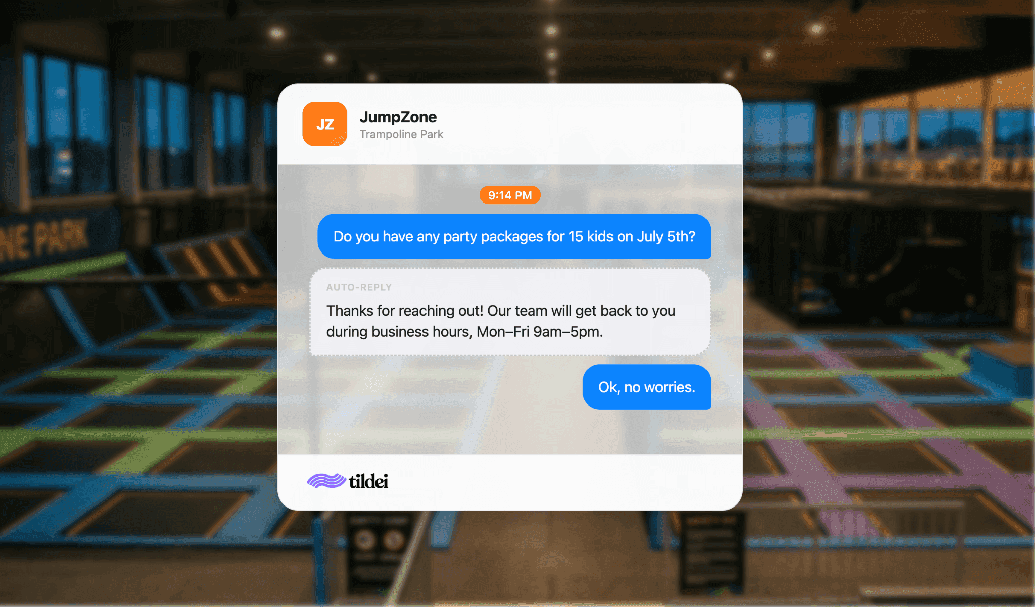 Trampoline Park Auto Reply