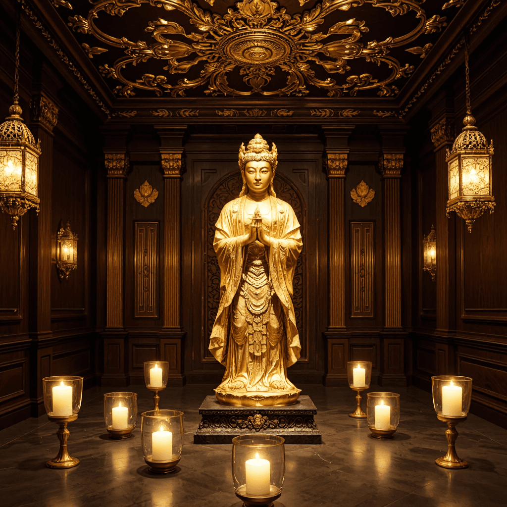 product photography of golden statue