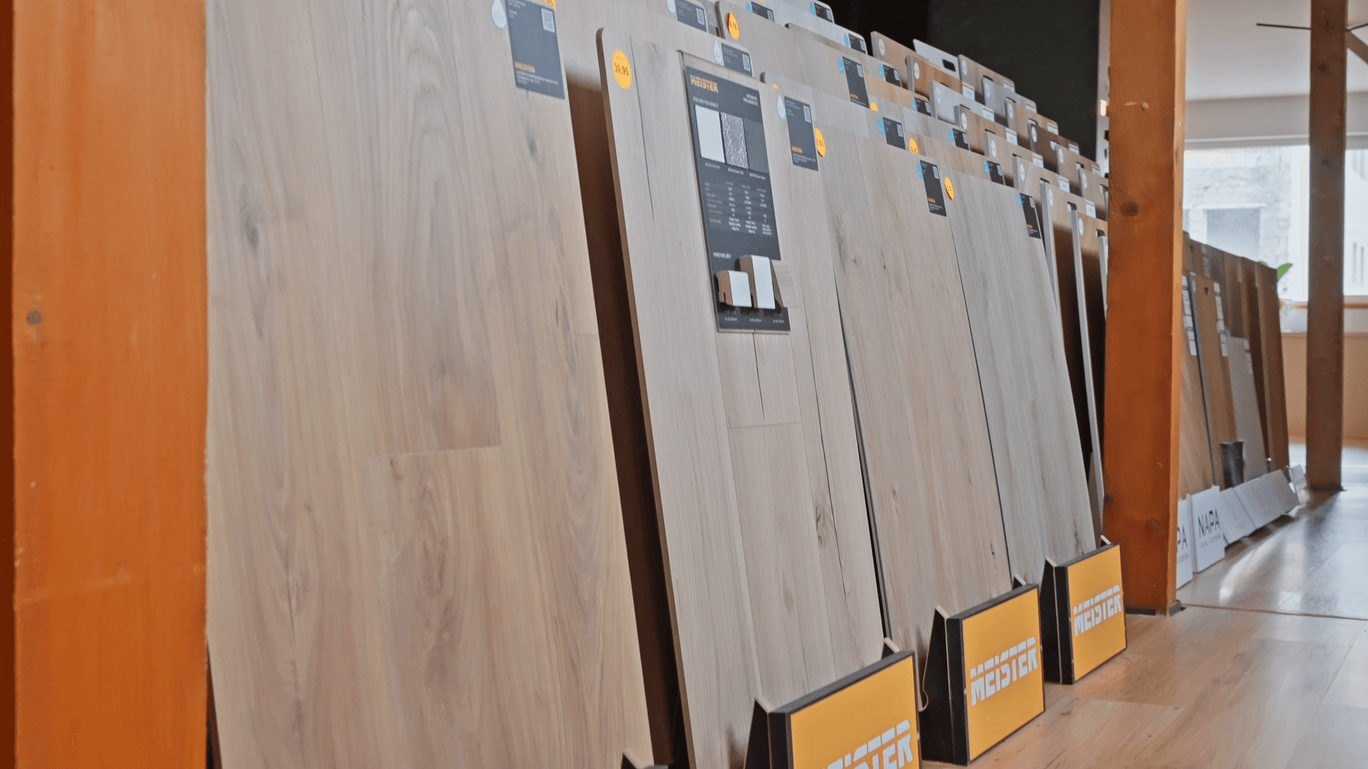 Close-up of a wooden parquet floor pattern.