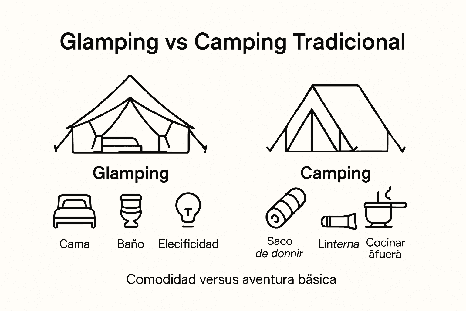 Infografía: glamping vs. camping tradicional – ¿qué opción se adapta mejor a tu estilo de viaje?