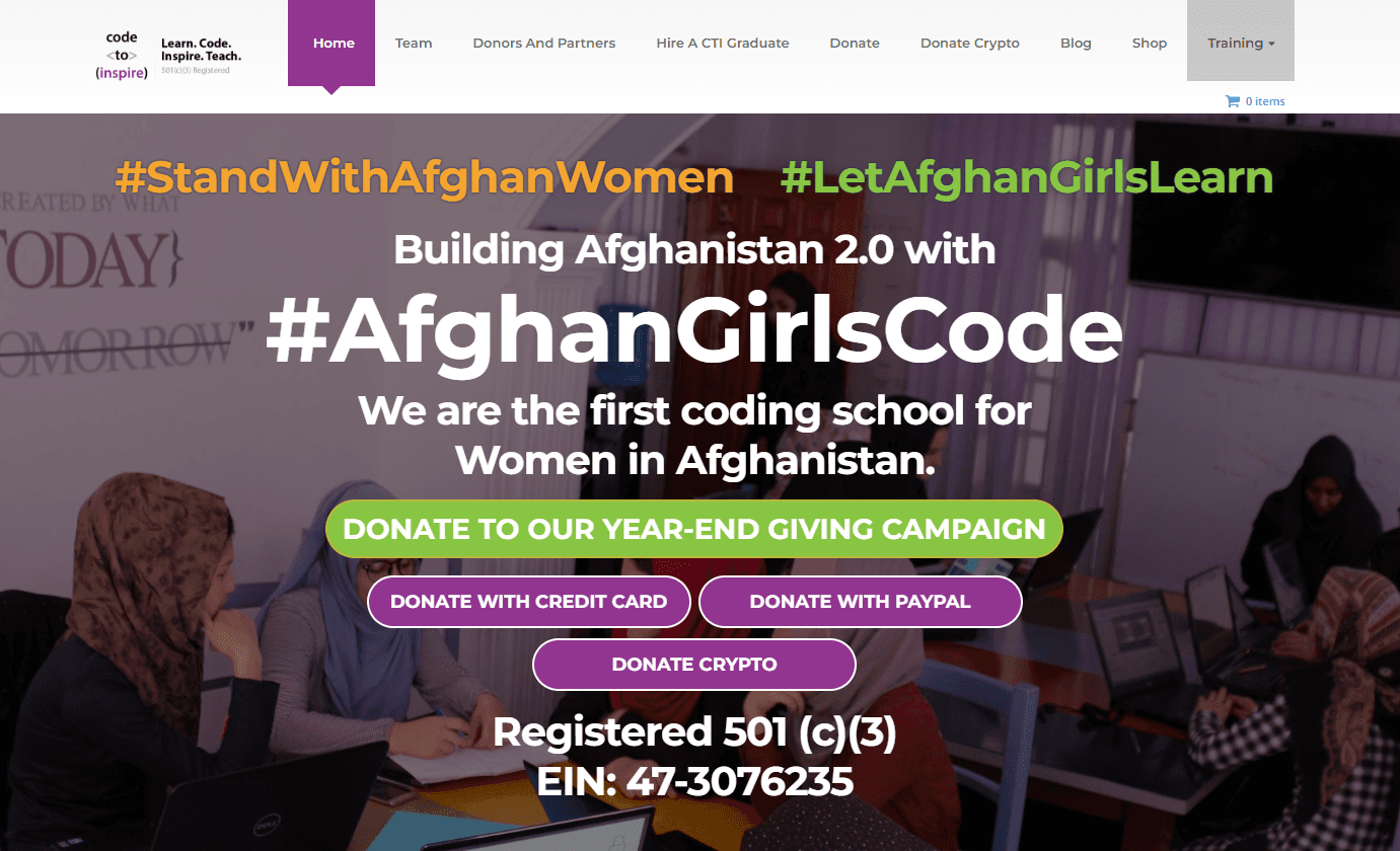 code to inspire - bitcoin and crypto donation