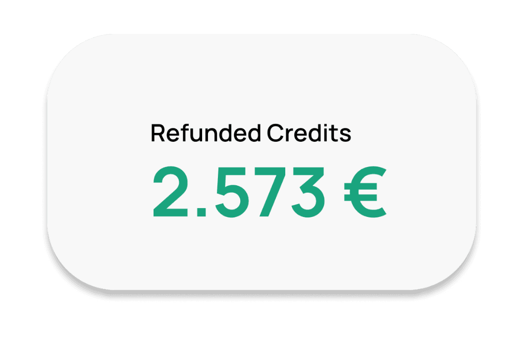 Eine Box zeigt, dass 2.575€ als Guthaben zurückerstattet wurden.