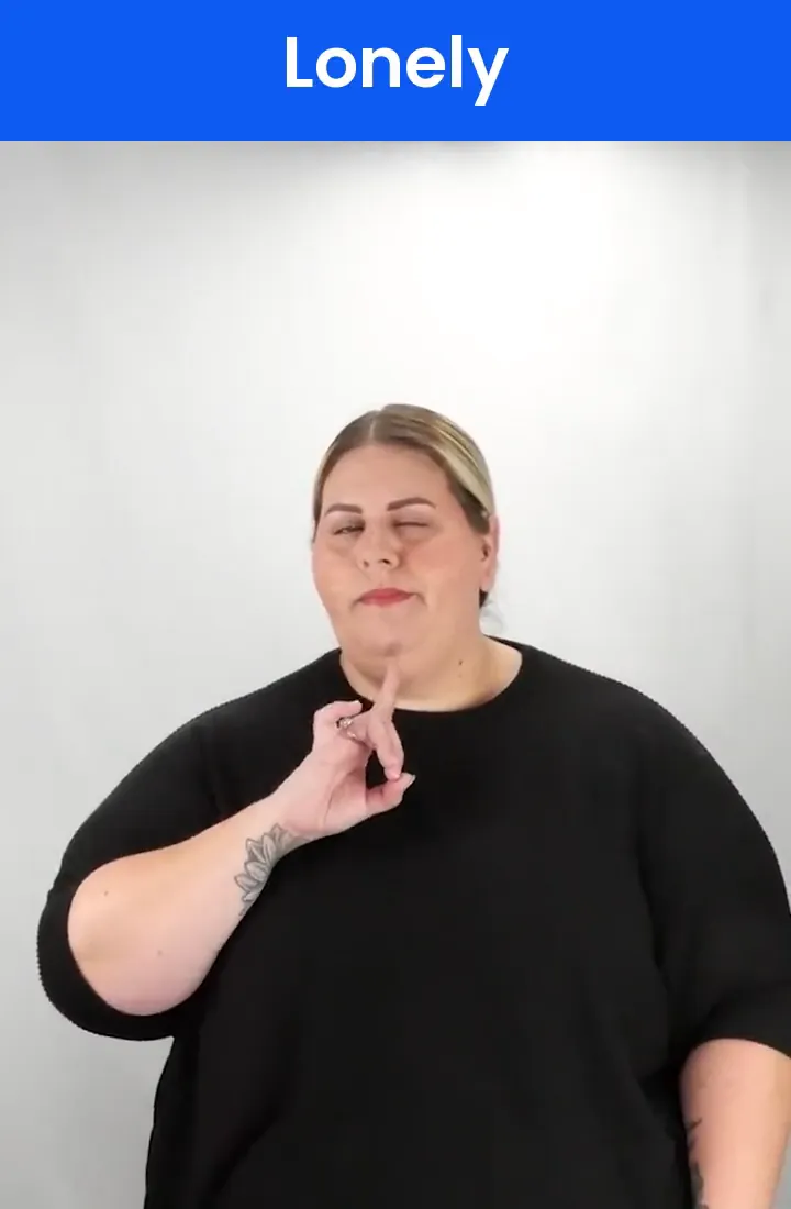 A Deaf signer signs LONELY in ASL