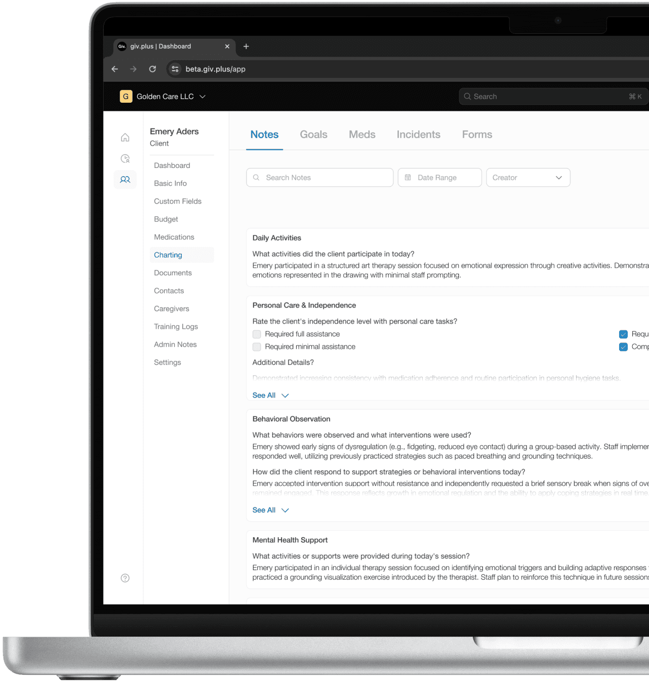 Client charting software.