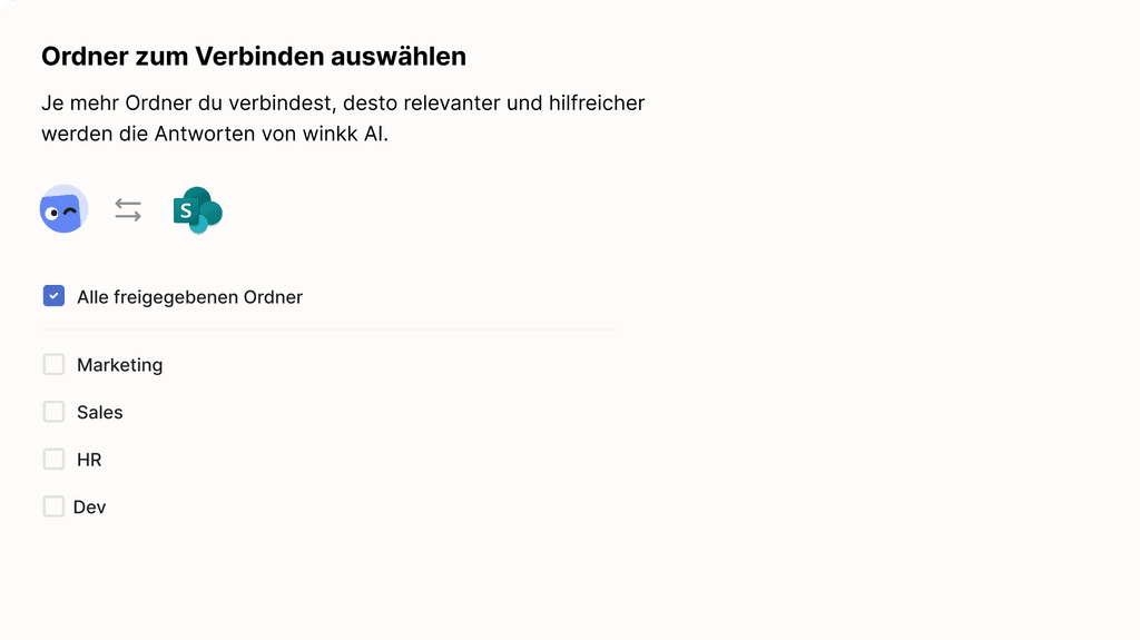 Beispiel: Ordner zum Verbinden auswählen