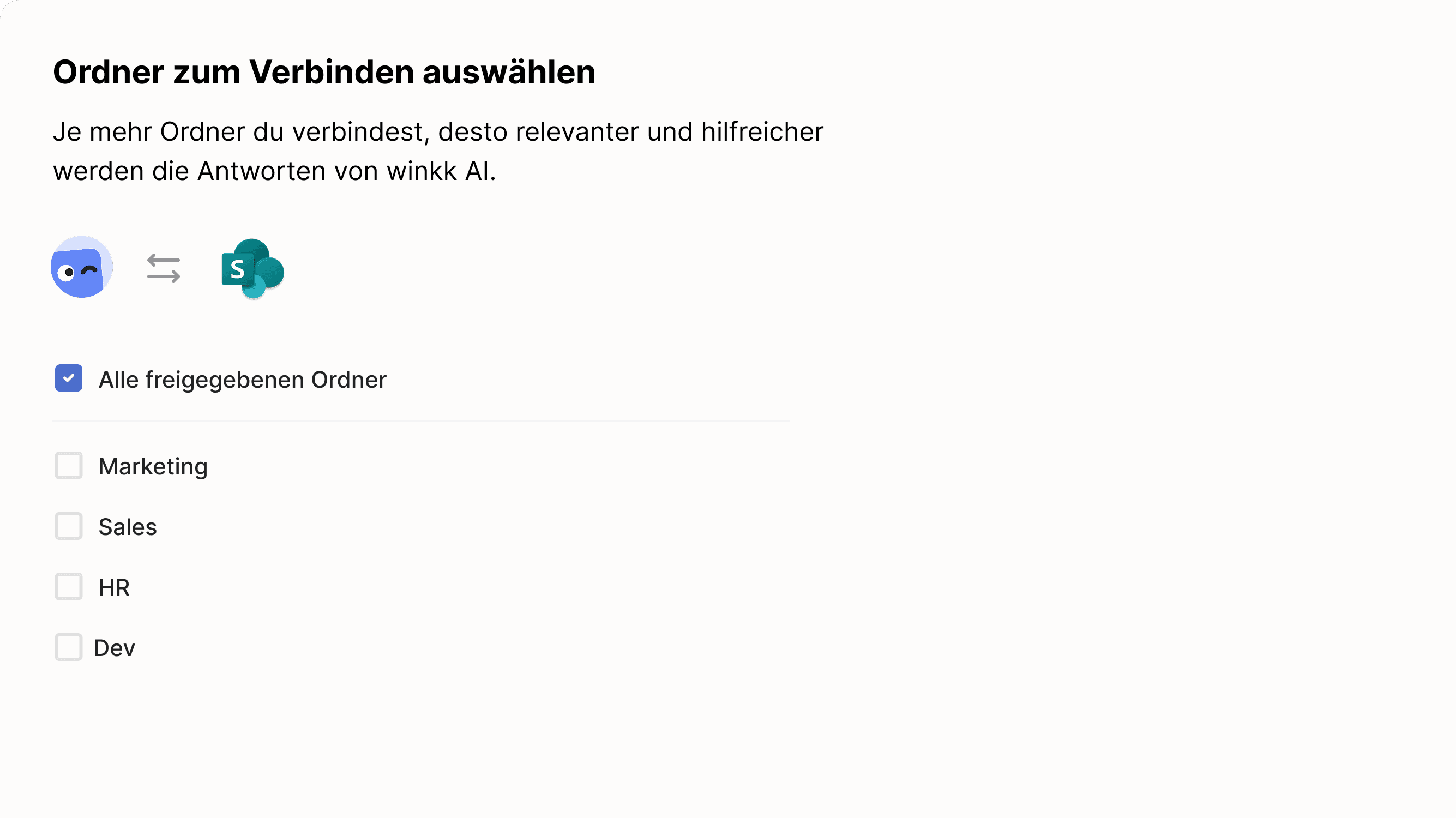Beispiel: Ordner zum Verbinden auswählen