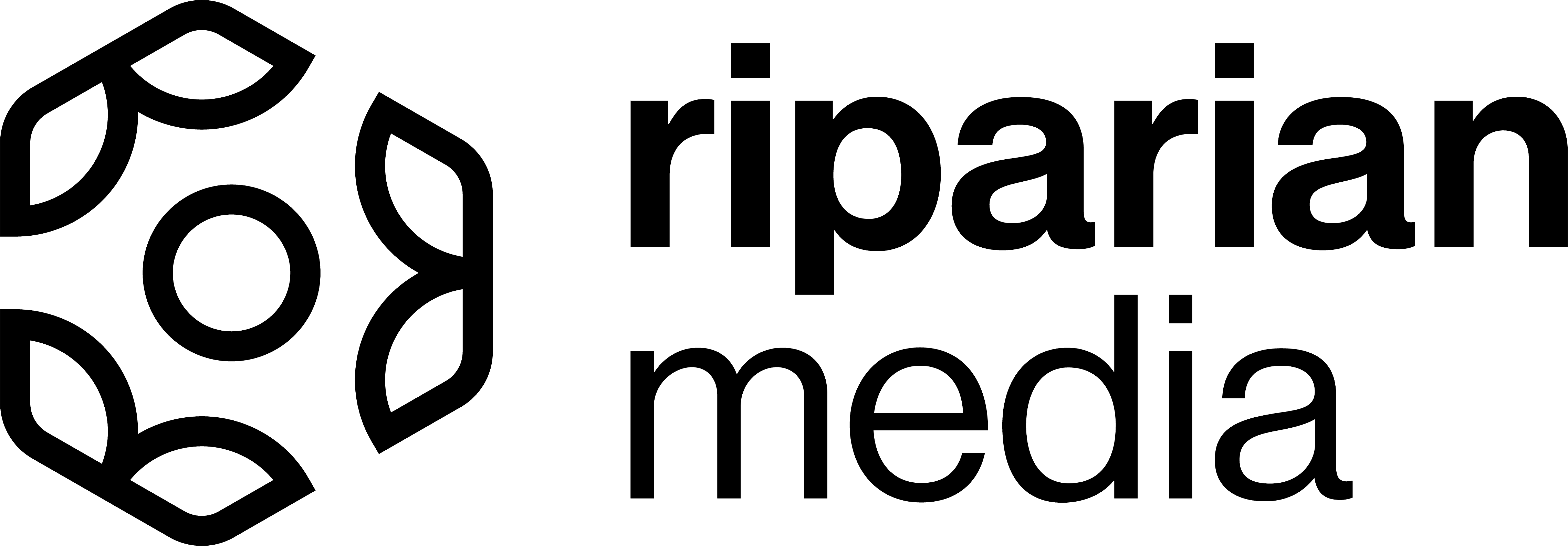 Riparian Media logo in black and white.