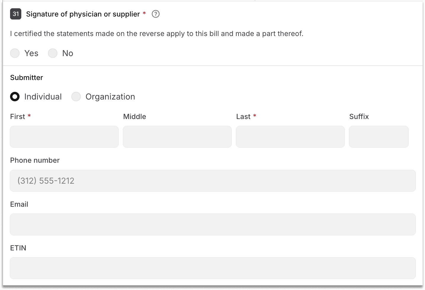 Rendering
provider
signature